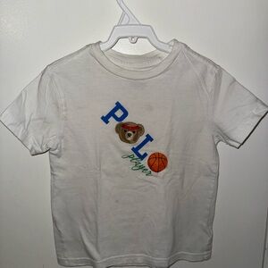 Polo by Ralph Lauren White Tee with Bear and Basketball